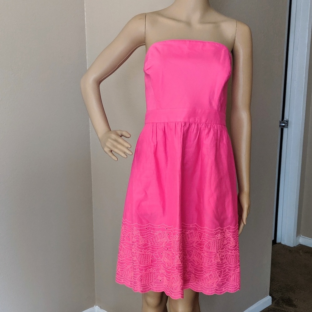 VINEYARD VINES DRESS STRAPLESS Fish embroidery